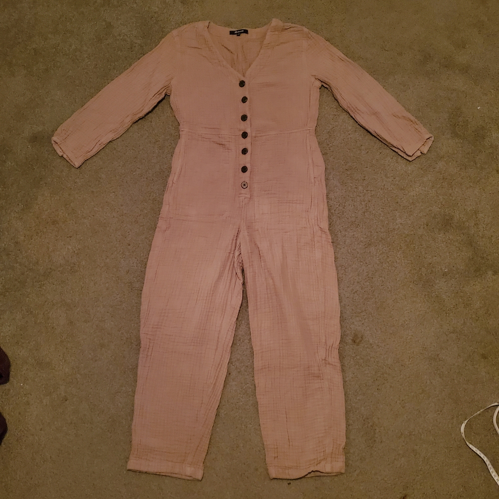 Madewell Beige Button-Front Jumpsuit